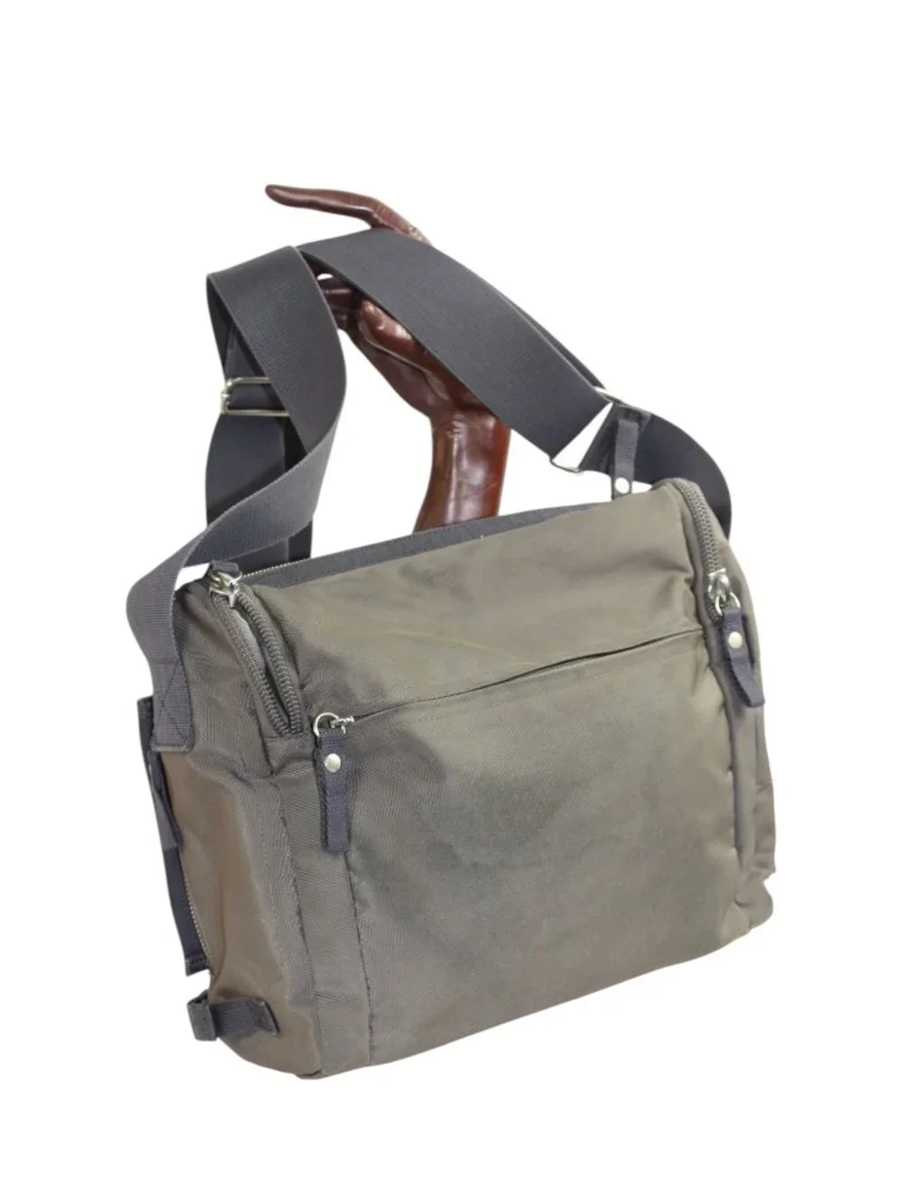 George Gina & Lucy Mr. Postman Gray Nylon Blue Detail Canvas Messenger Satchel - Picture 5 of 9